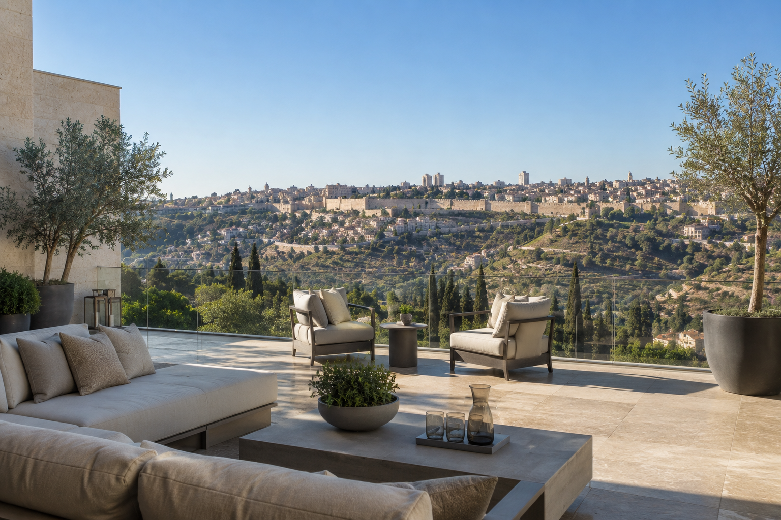 Terrasse avec vue panoramique sur Jérusalem